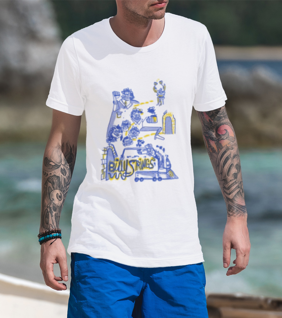 Billy Strings Store Train With Dates Jason Look Blue And Yellow T-Shirt