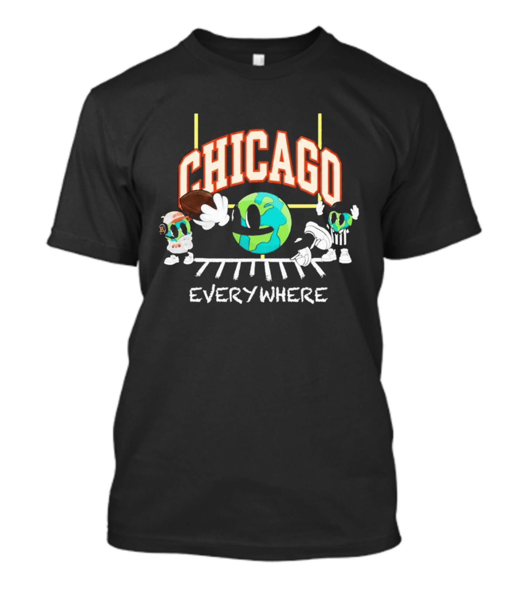 Chicago Football Everywhere Windy City Globe 2026 T-Shirt