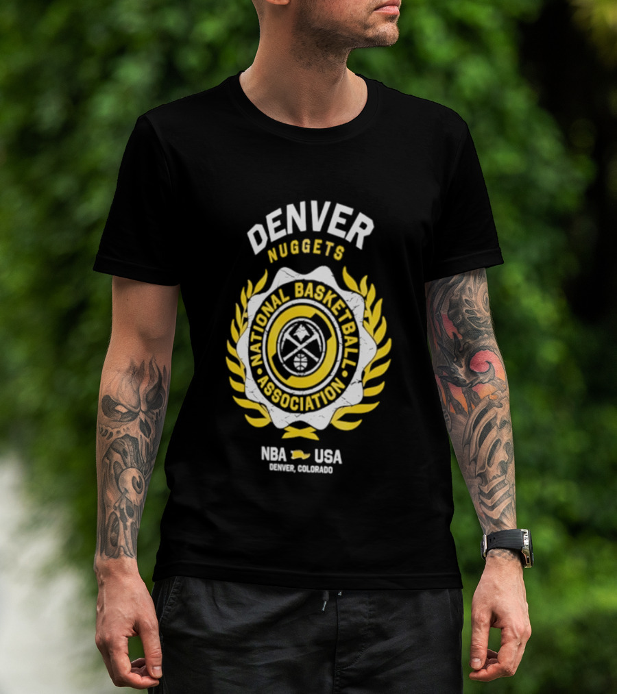 Denver Nuggets National Basketball Association NBA USA Laurel Crest Flocking 2026 T-Shirt