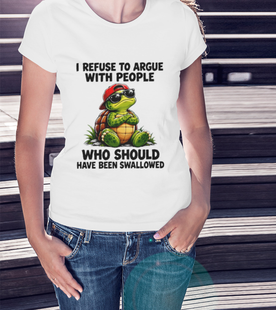I Refuse To Argue Cool Turtle Red Hat Sunglasses Retro Fun T-Shirt