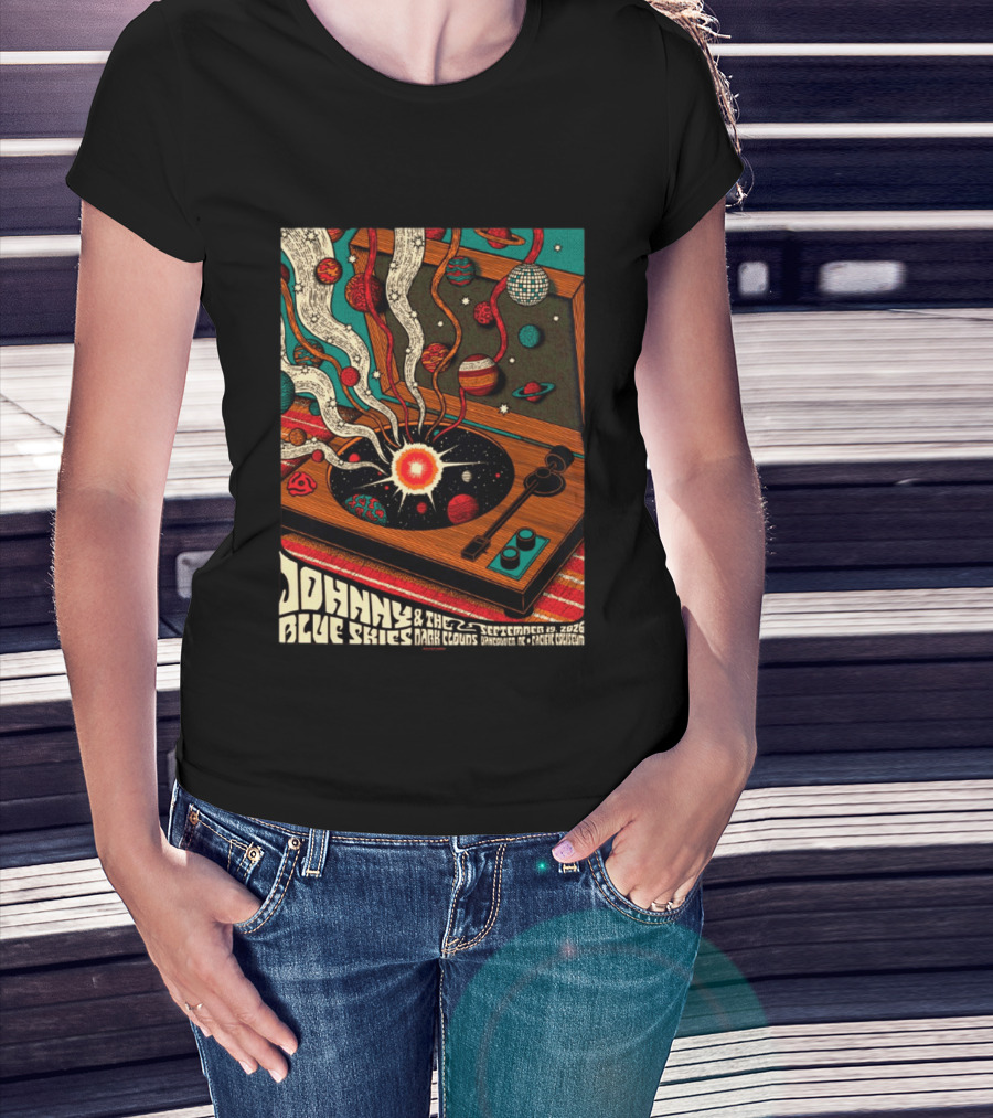 Johnny Blue Skies And The Dark Clouds Vancouver BC 2026 Event Live At Pacific Coliseum September 19 Vinyl Record Planets T-Shirt