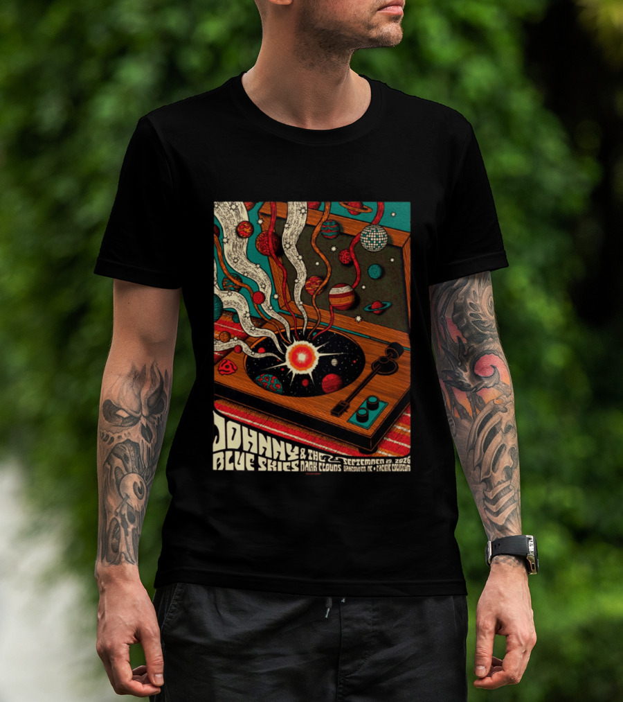 Johnny Blue Skies And The Dark Clouds Vancouver BC 2026 Event Live At Pacific Coliseum September 19 Vinyl Record Planets T-Shirt