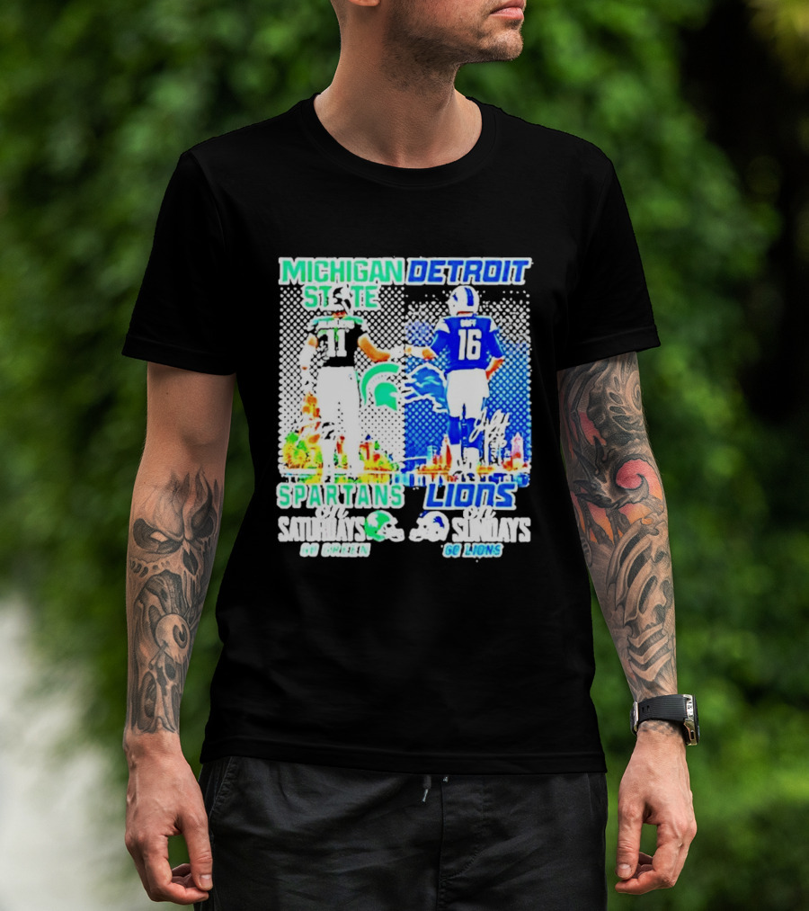 Michigan State Spartans Vs Detroit Lions Go Green Go Lions Football Showdown T-Shirt
