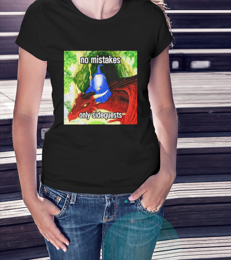 No Mistakes Only Side Quests Wizard And Dragon T-Shirt