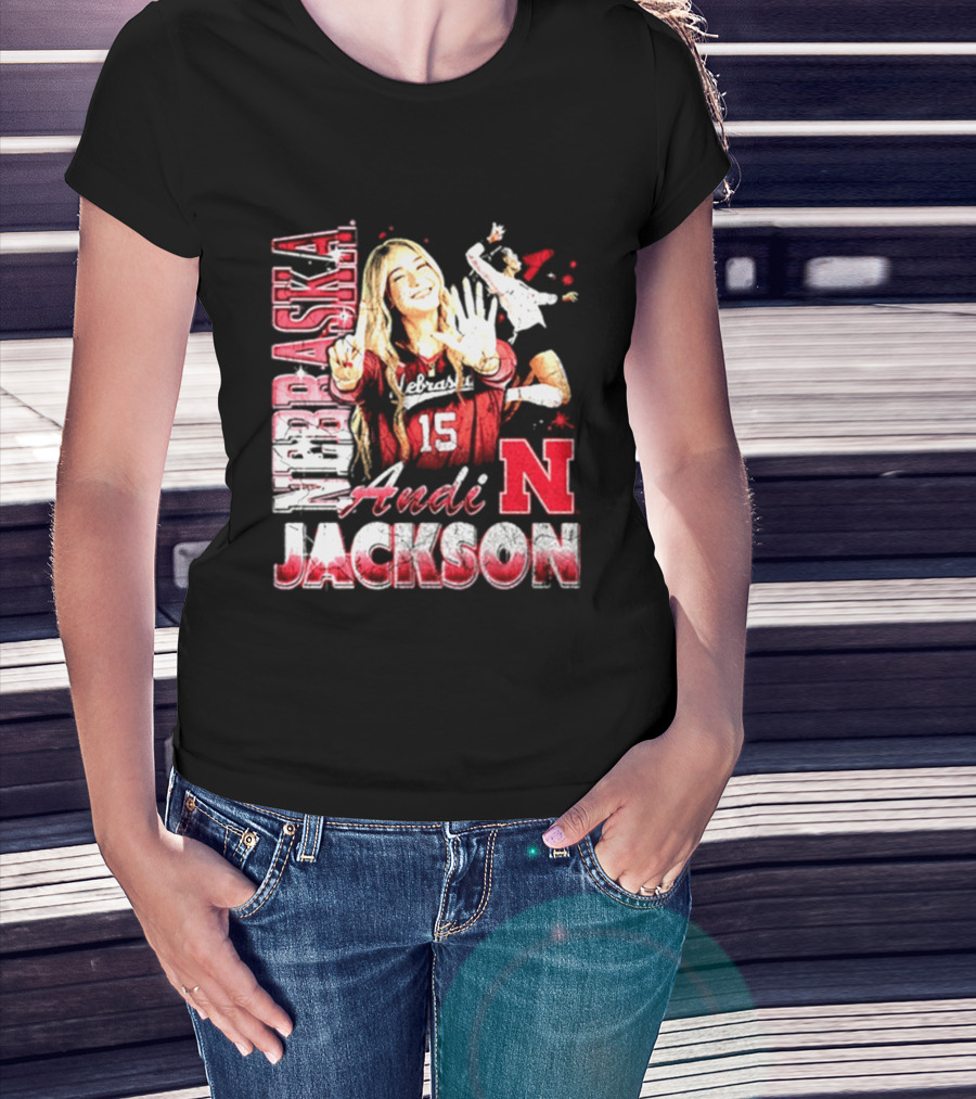 Andi Jackson 15 Nebraska Cornhuskers Collage T-Shirt