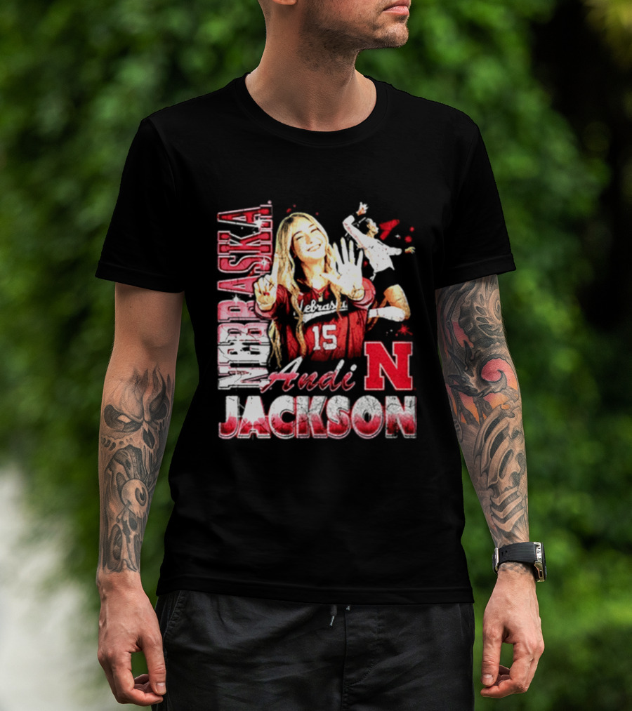 Andi Jackson 15 Nebraska Cornhuskers Collage T-Shirt