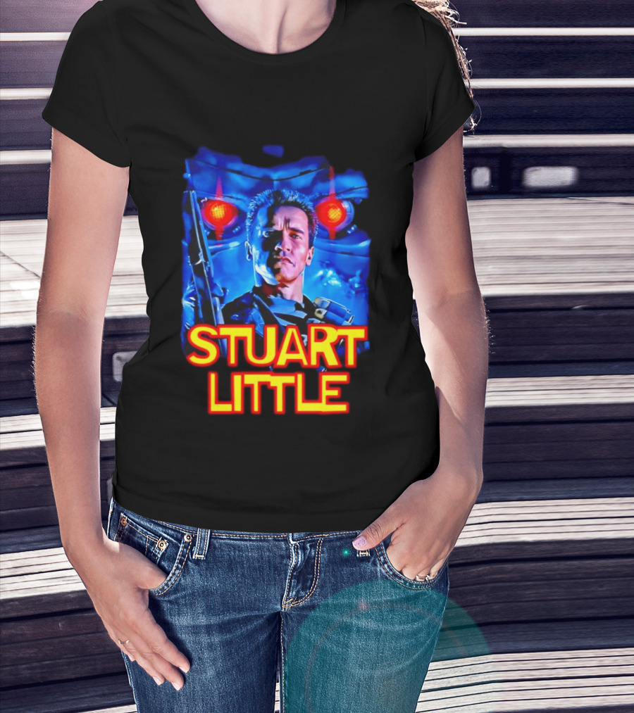 Stuart Little Arnold Schwarzenegger Parody Skynet Cyborg Fusion T-Shirt