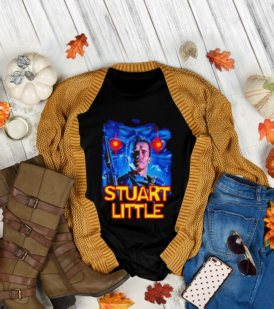 Stuart Little Arnold Schwarzenegger Parody Skynet Cyborg Fusion T-Shirt