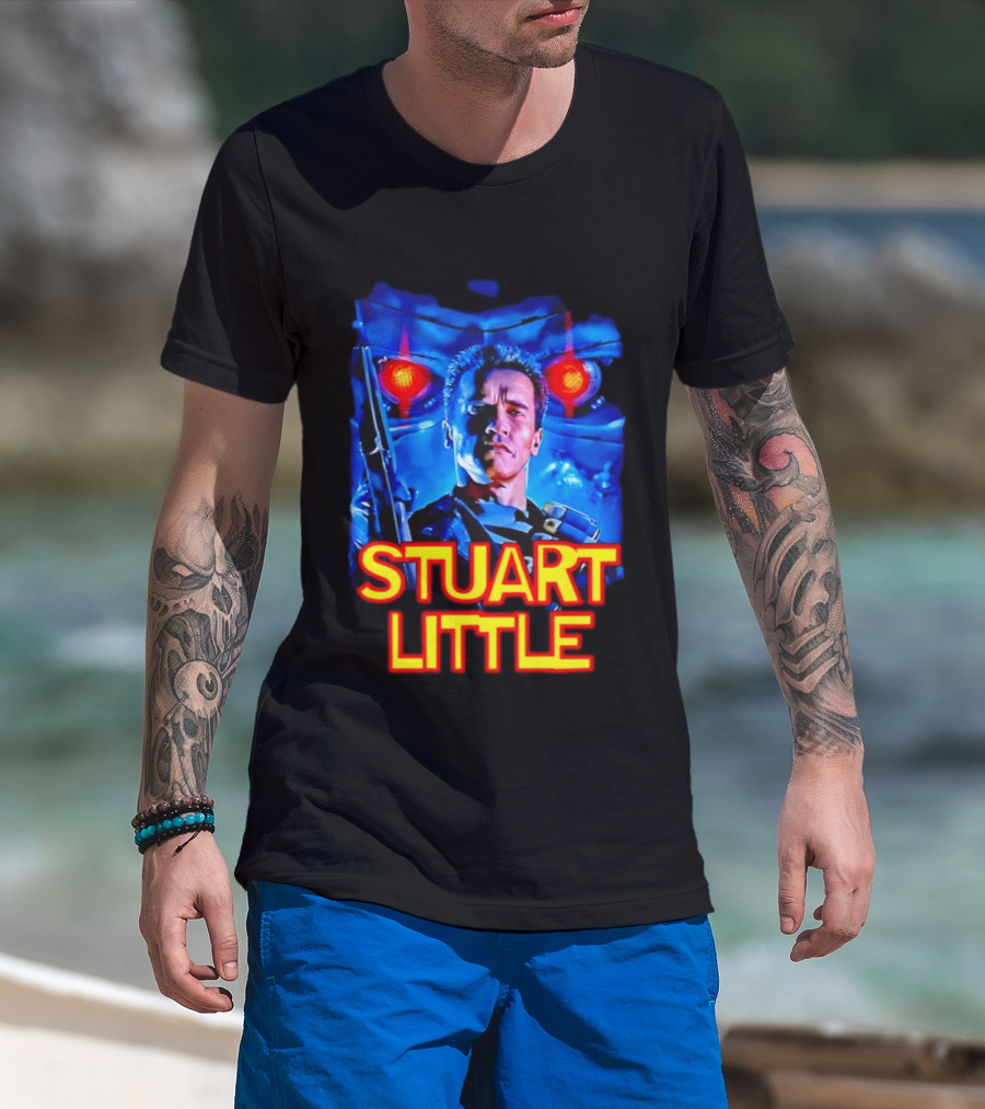 Stuart Little Arnold Schwarzenegger Parody Skynet Cyborg Fusion T-Shirt