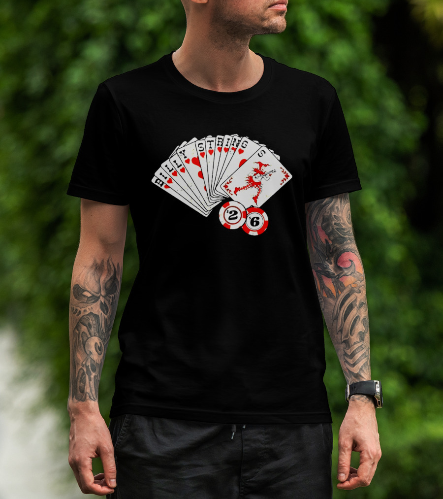 Billy Strings Fall 2026 Playing Cards Design By Miles Koldweyn With Poker Chips And Red Dragon T-Shirt