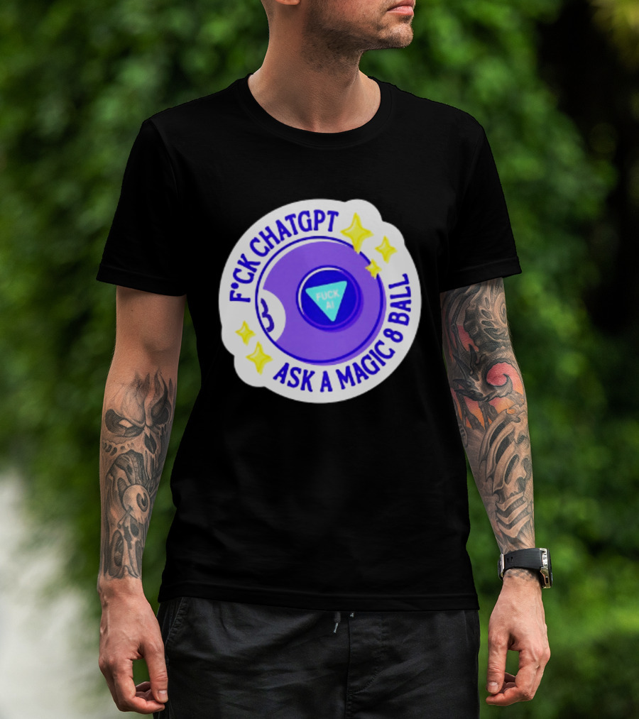F*ck ChatGPT Ask A Magic 8 Ball F*ck AI Purple With Stars T-Shirt