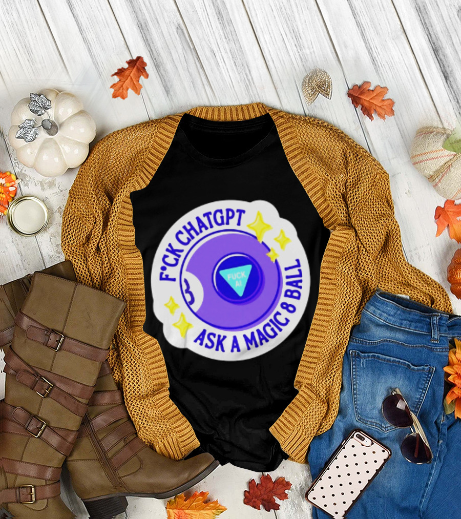 F*ck ChatGPT Ask A Magic 8 Ball F*ck AI Purple With Stars T-Shirt