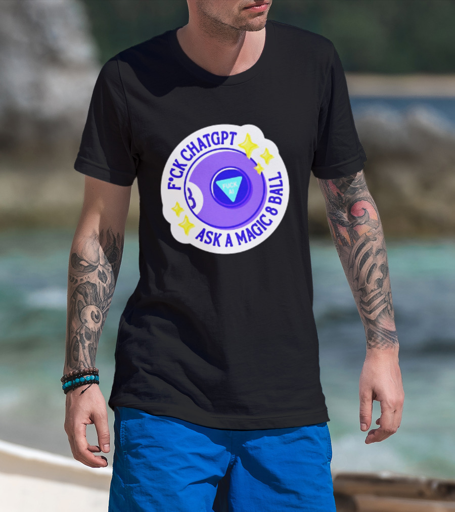 F*ck ChatGPT Ask A Magic 8 Ball F*ck AI Purple With Stars T-Shirt