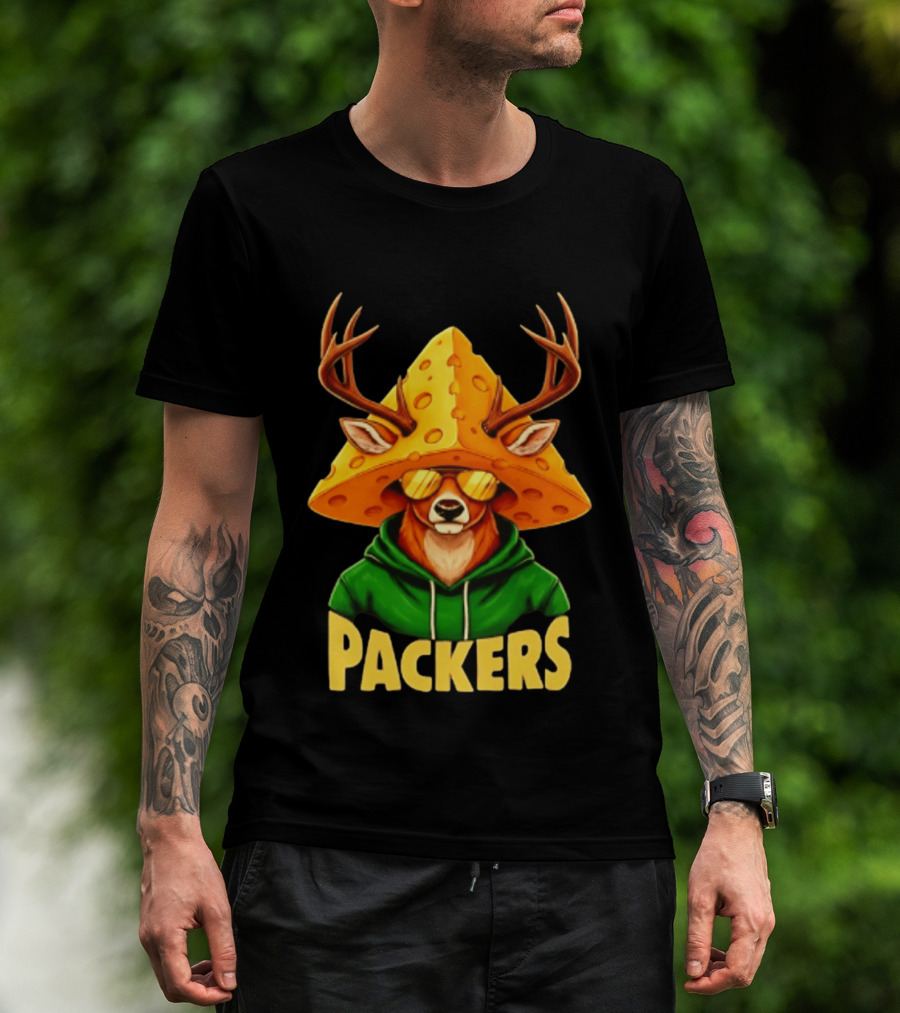Cheesehead Deer Packers Fan Gear Green Bay Football T-Shirt
