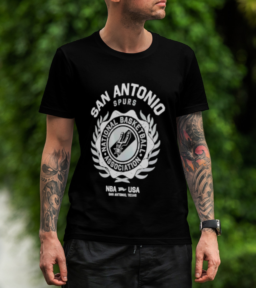 San Antonio Spurs NBA USA National Basketball Association Laurel Crest Flocking 2026 T-Shirt