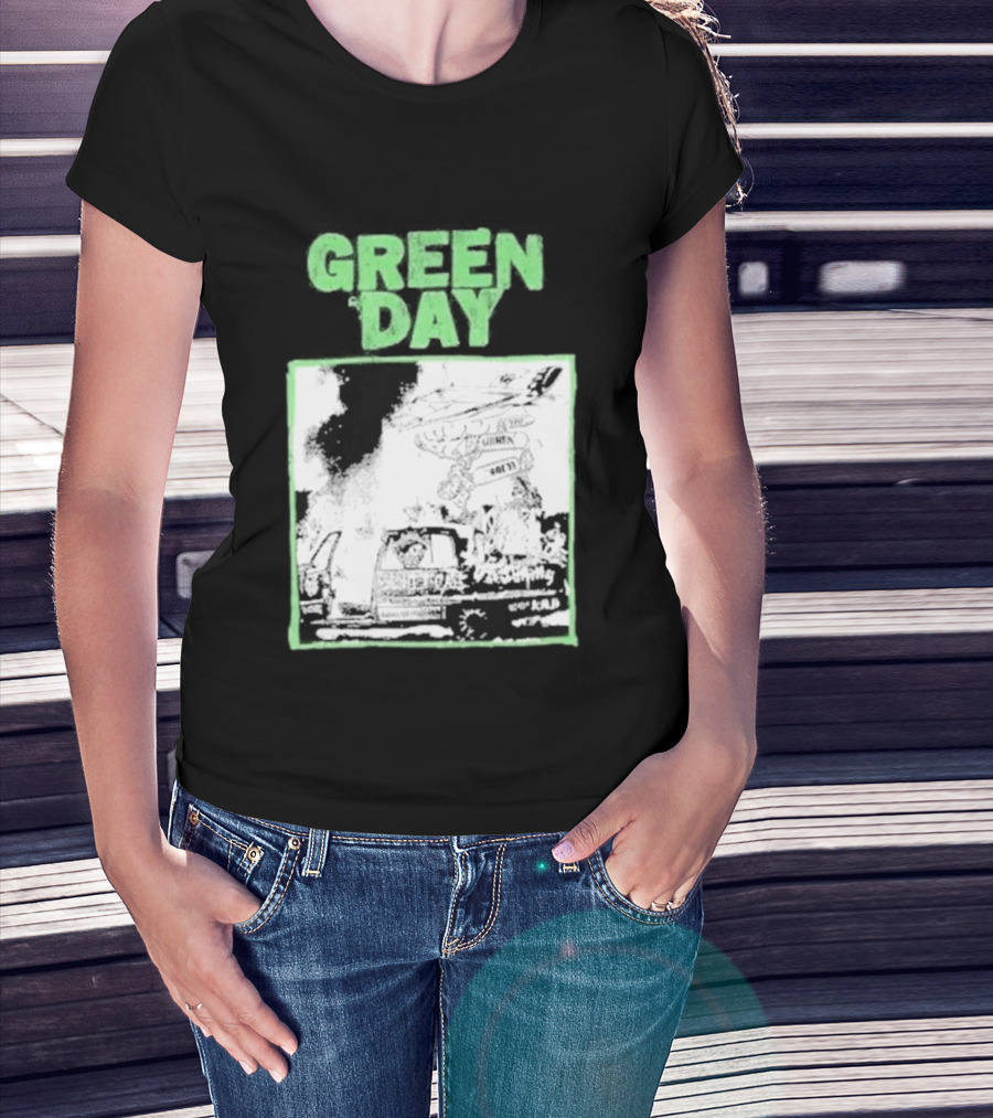 Green Day Riot Trio Vintage Sketch T-Shirt