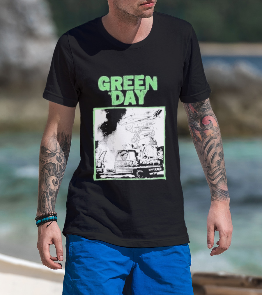 Green Day Riot Trio Vintage Sketch T-Shirt