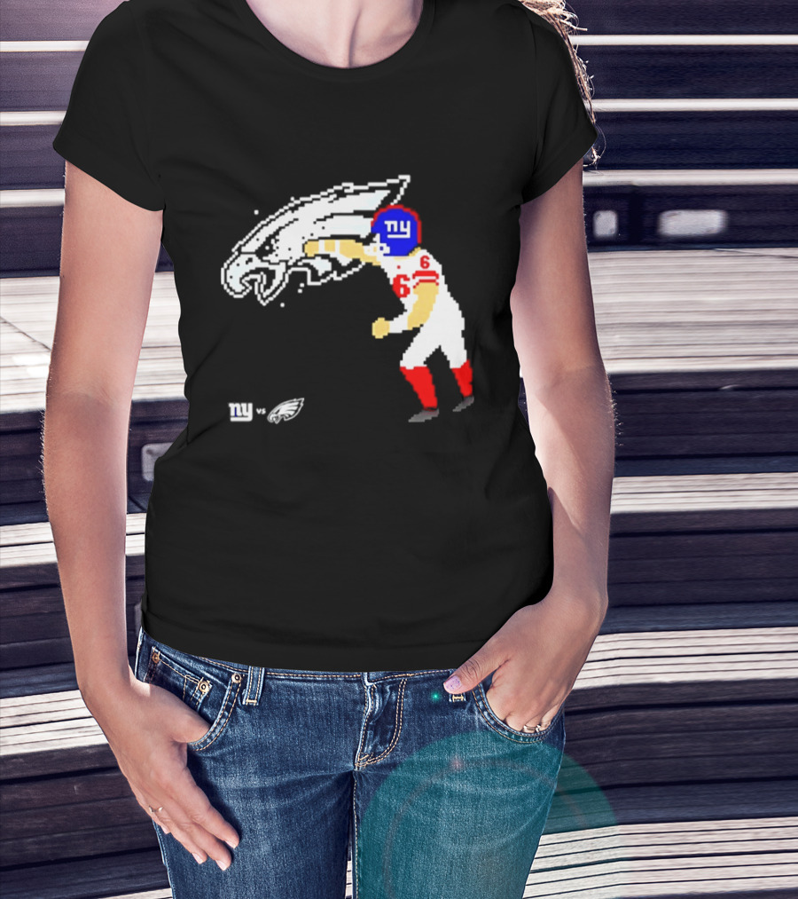 New York Giants Jaxson Dart Vs Philadelphia Eagles Retro Pixel T-Shirt