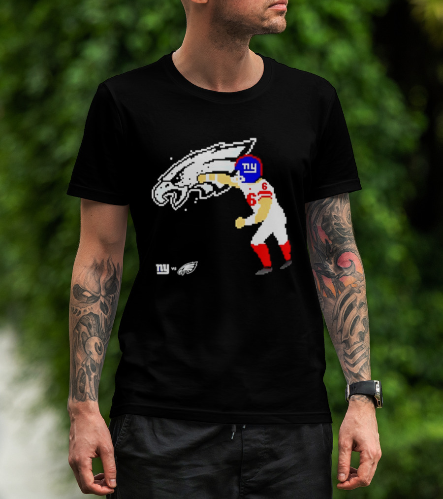 New York Giants Jaxson Dart Vs Philadelphia Eagles Retro Pixel T-Shirt