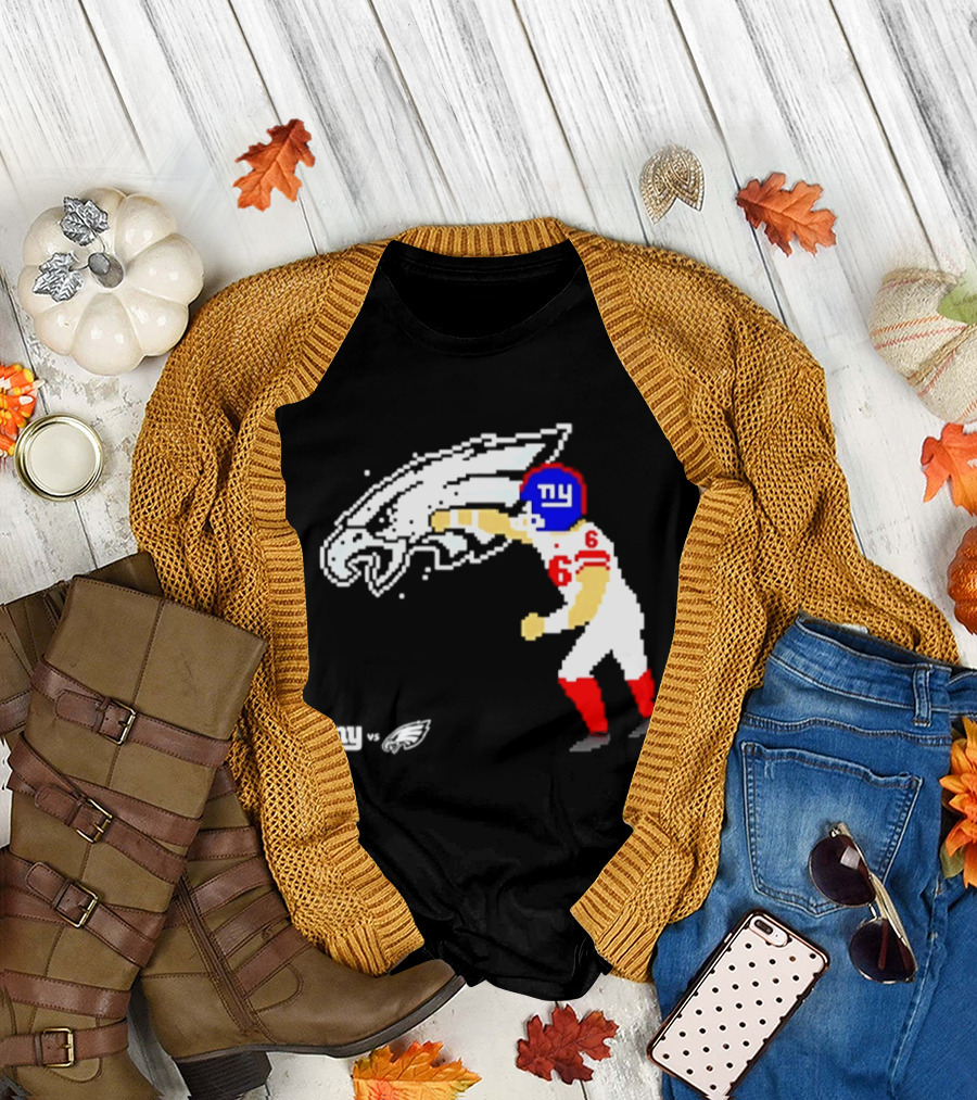 New York Giants Jaxson Dart Vs Philadelphia Eagles Retro Pixel T-Shirt