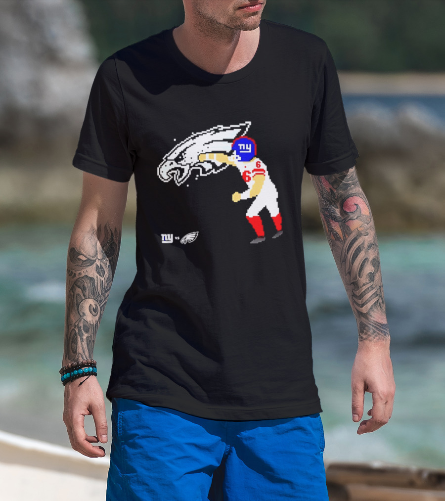 New York Giants Jaxson Dart Vs Philadelphia Eagles Retro Pixel T-Shirt