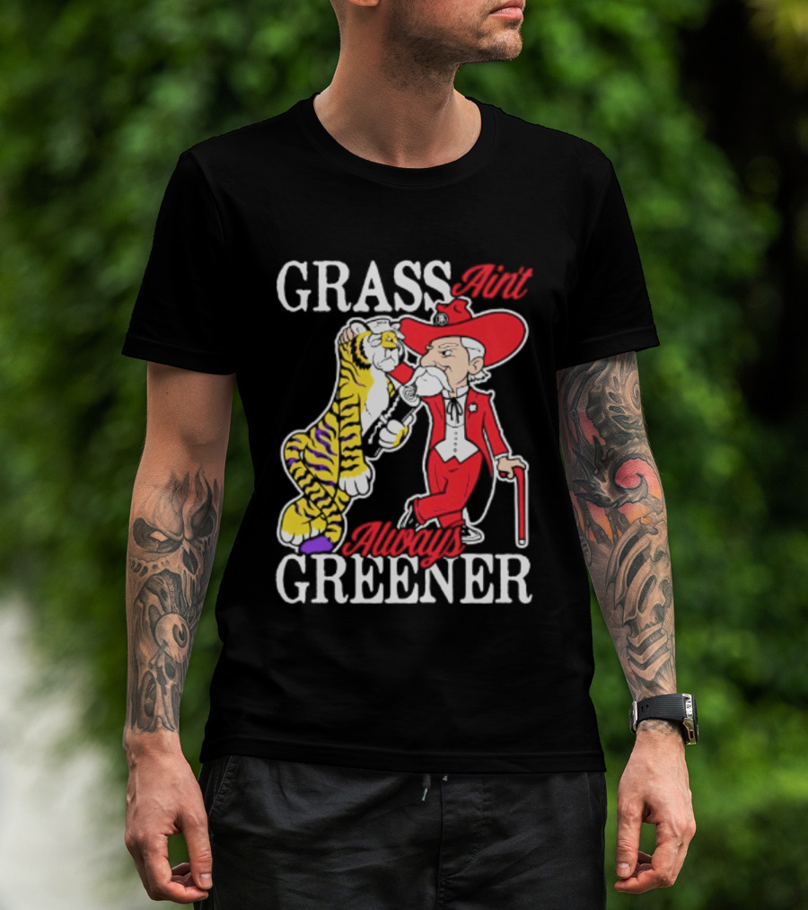 Ole Miss Rebels Vs LSU Tigers Grass Ain't Greener 2026 NCAA T-Shirt