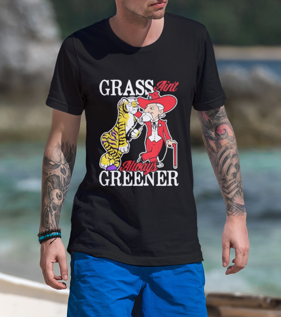 Ole Miss Rebels Vs LSU Tigers Grass Ain't Greener 2026 NCAA T-Shirt