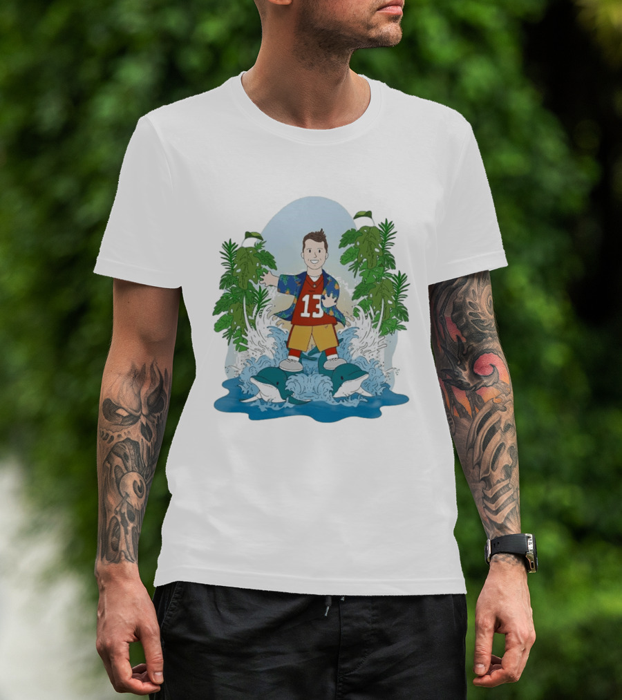 Brock Purdy 13 Surfing Dolphins Tropical Paradise Adventure T-Shirt