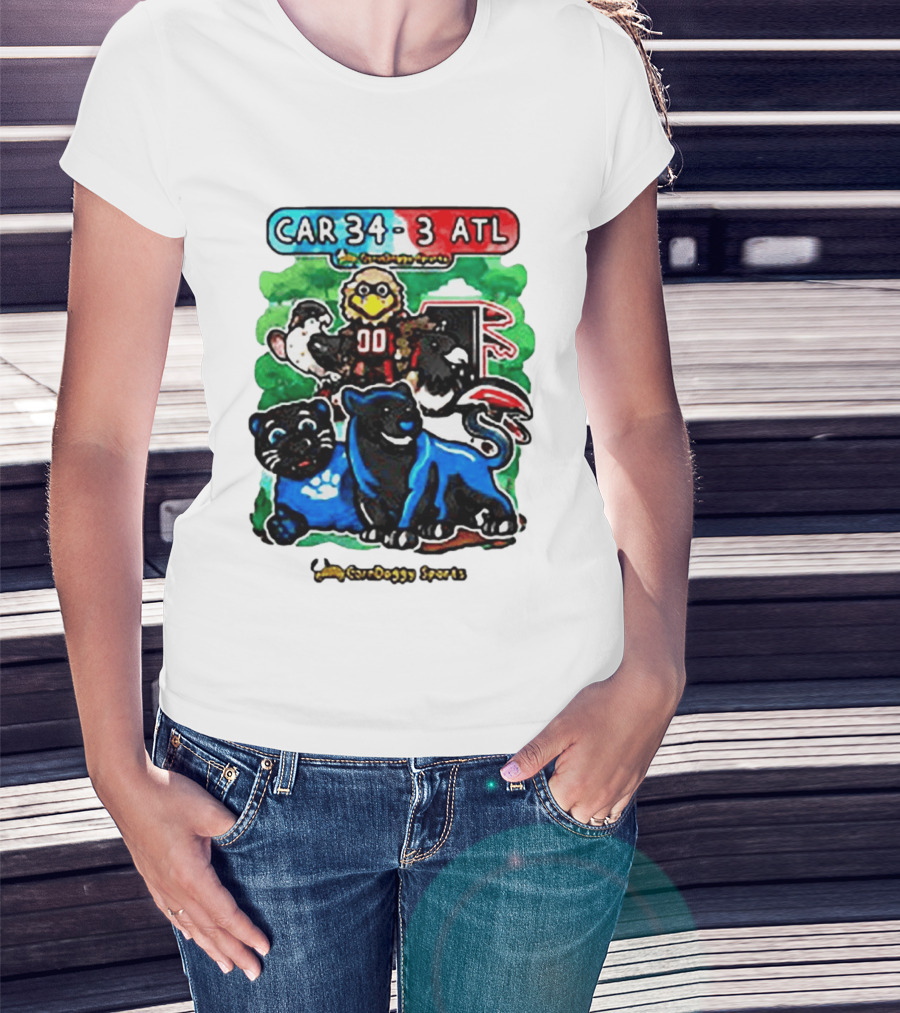 CAR 34 3 ATL CornDoggy Sports Panthers Falcons Cartoon Game Day T-Shirt