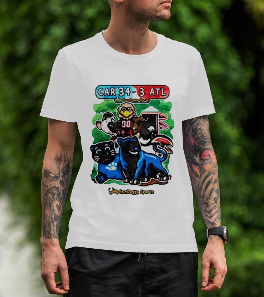 CAR 34 3 ATL CornDoggy Sports Panthers Falcons Cartoon Game Day T-Shirt