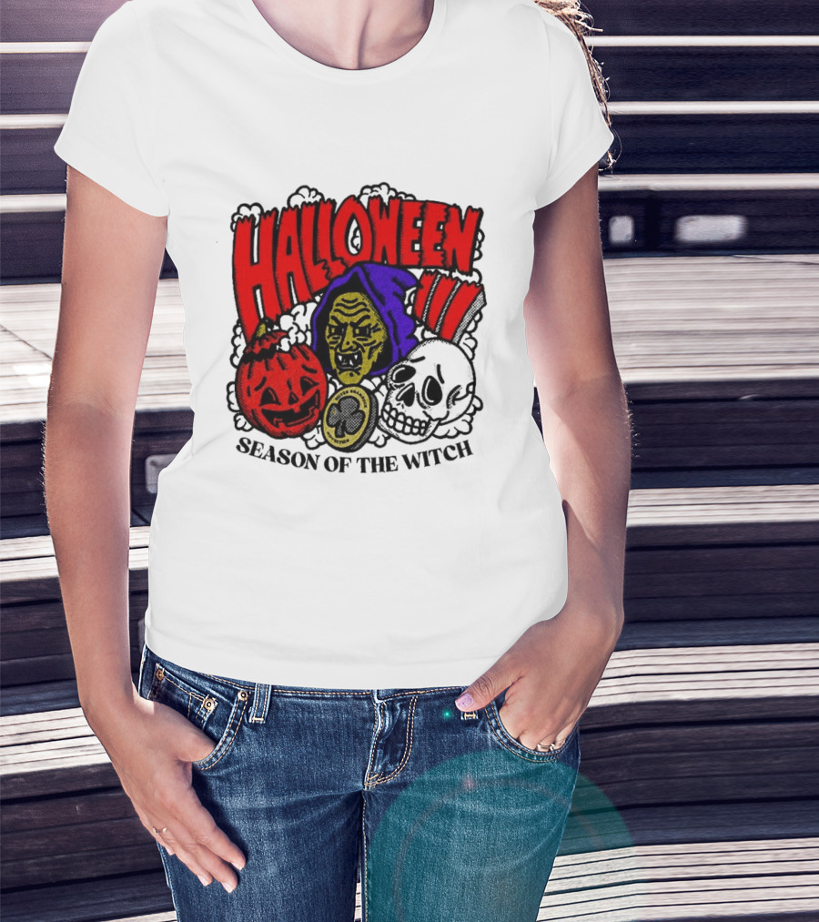 Halloween Season Of The Witch Pumpkin Skull T-Shirt