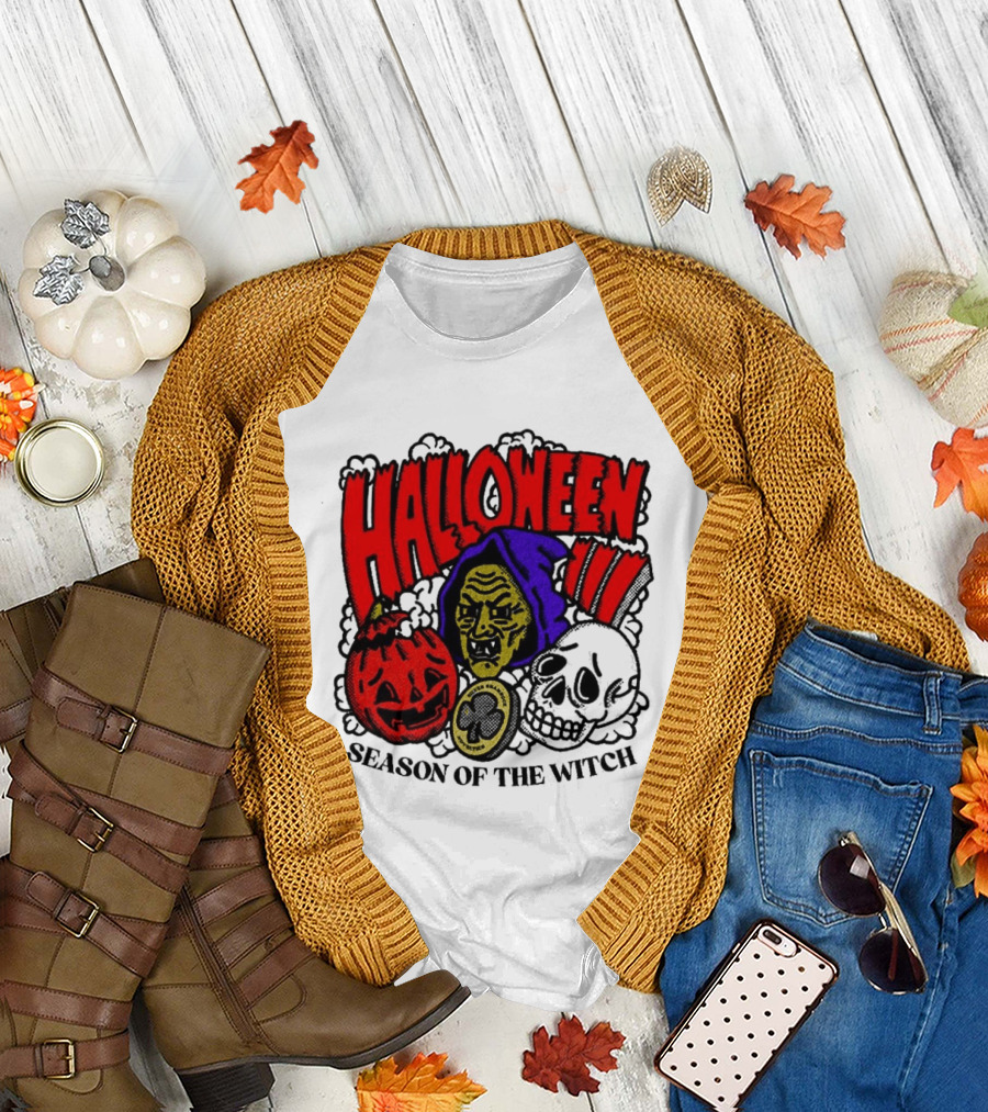Halloween Season Of The Witch Pumpkin Skull T-Shirt