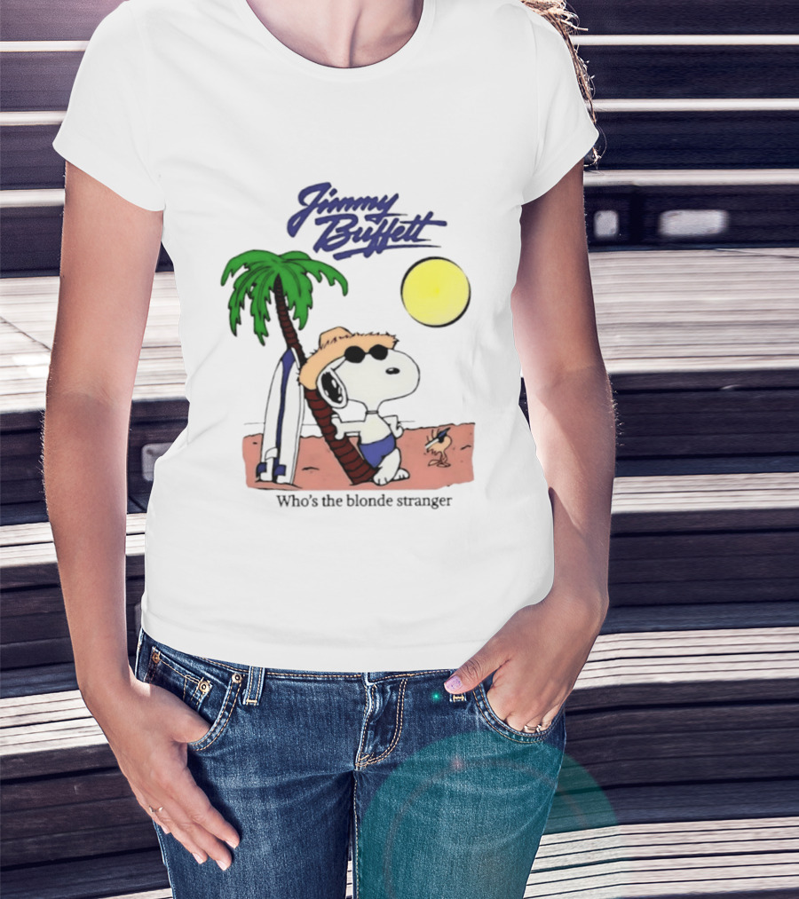 Jimmy Buffett Snoopy Who's The Blonde Stranger Surfing Palm Beach Moon T-Shirt