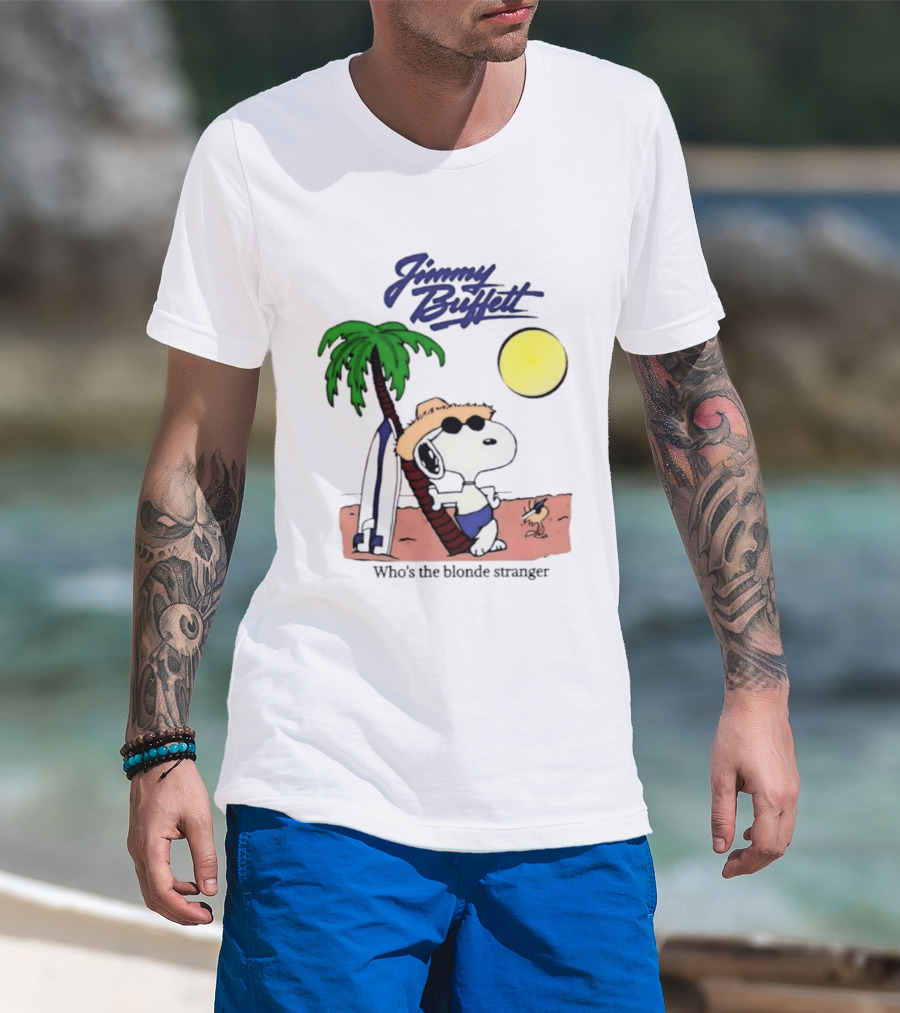 Jimmy Buffett Snoopy Who's The Blonde Stranger Surfing Palm Beach Moon T-Shirt
