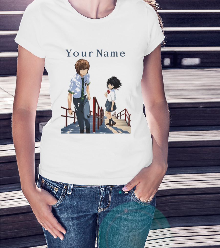 Light Yagami And Your Name Anime Crossover Stairs Scene T-Shirt
