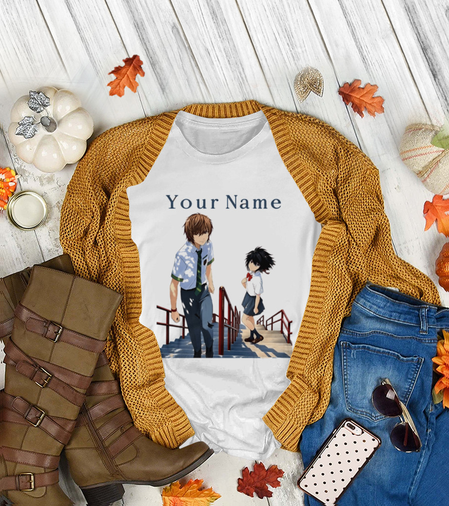 Light Yagami And Your Name Anime Crossover Stairs Scene T-Shirt