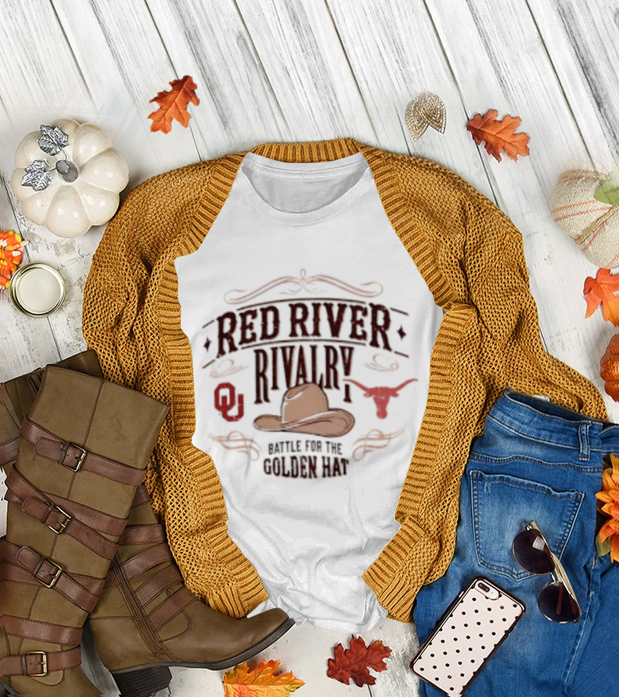 Oklahoma Sooners Texas Longhorns 2026 Red River Rivalry Battle For The Golden Hat T-Shirt
