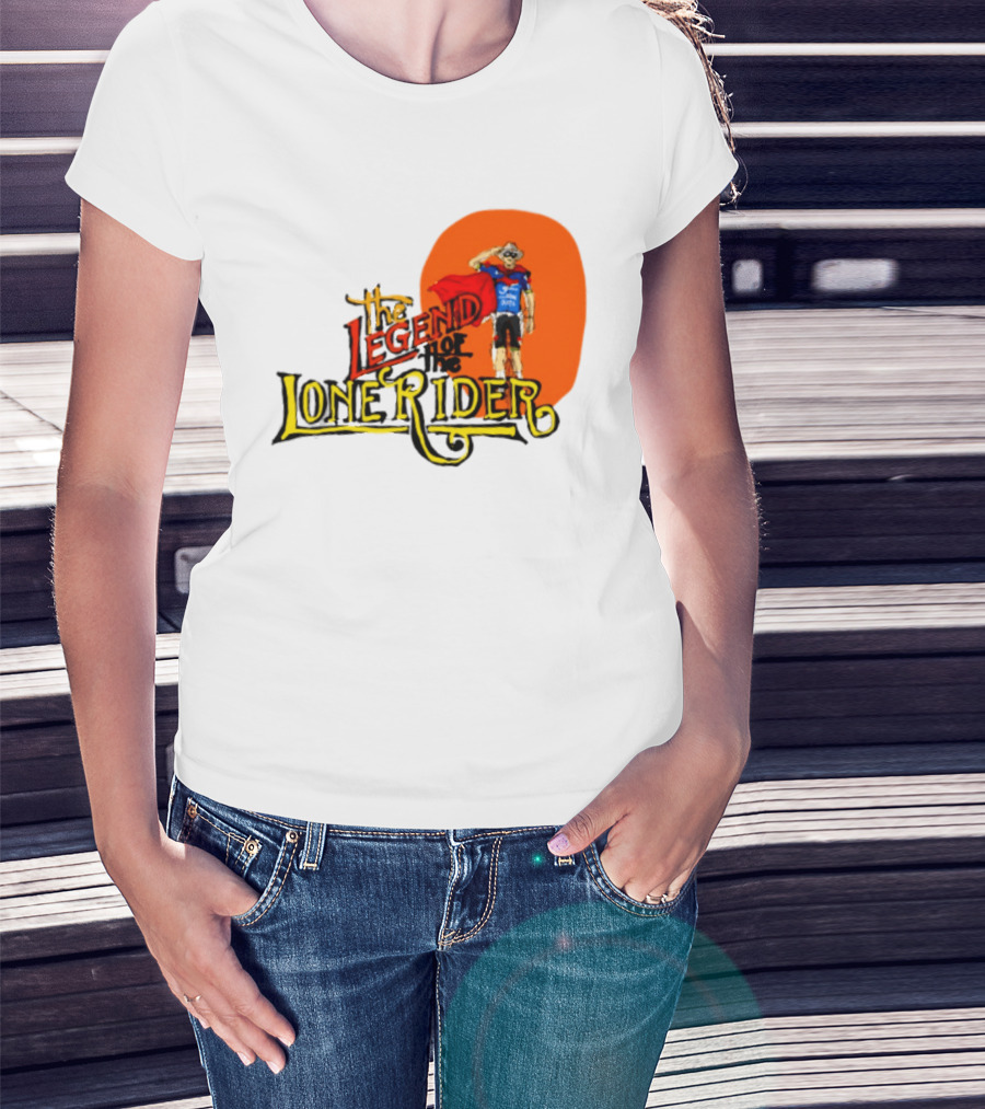 Legend Of The Lone Rider Cyclist Red Cape Blue Outfit T-Shirt