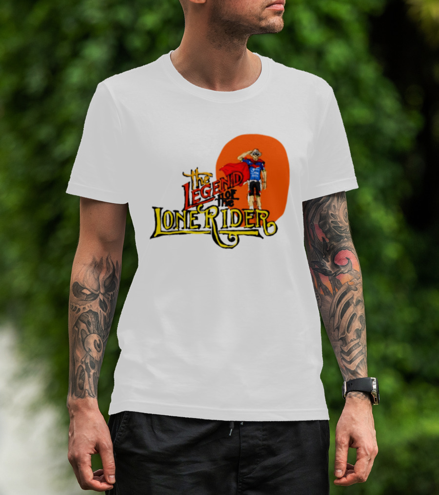 Legend Of The Lone Rider Cyclist Red Cape Blue Outfit T-Shirt