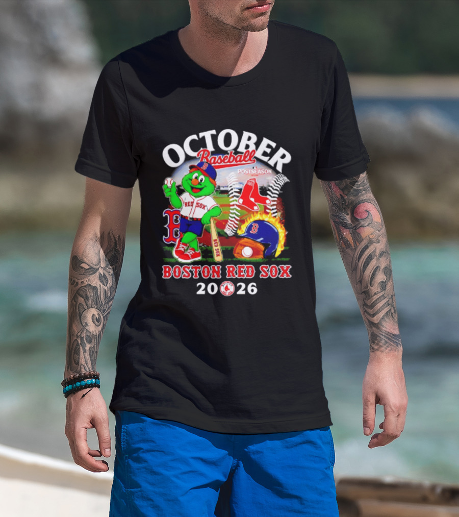 Boston Red Sox October Baseball Postseason 2026 Mascot Red Sox T-Shirt