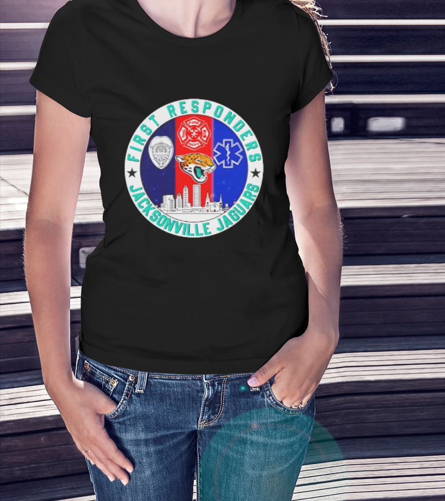 First Responders Jacksonville Jaguars Skyline Tribute 9.11 Memorial T-Shirt