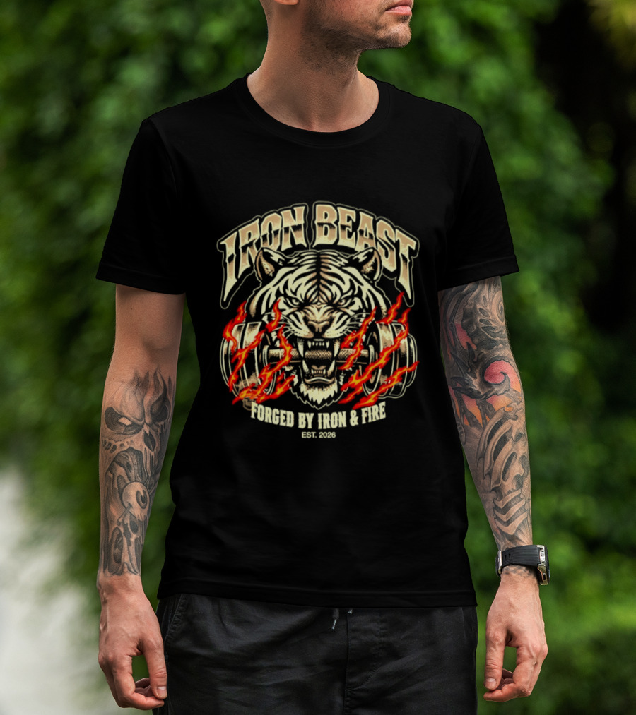 Iron Beast Tiger Forged By Iron And Fire Est 2026 T-Shirt