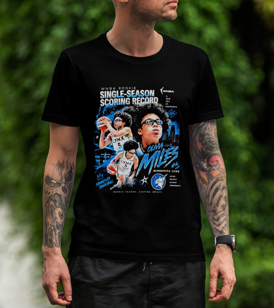 WNBA Rookie Olivia Miles Minnesota Lynx Single Season Scoring Record Impact T-Shirt
