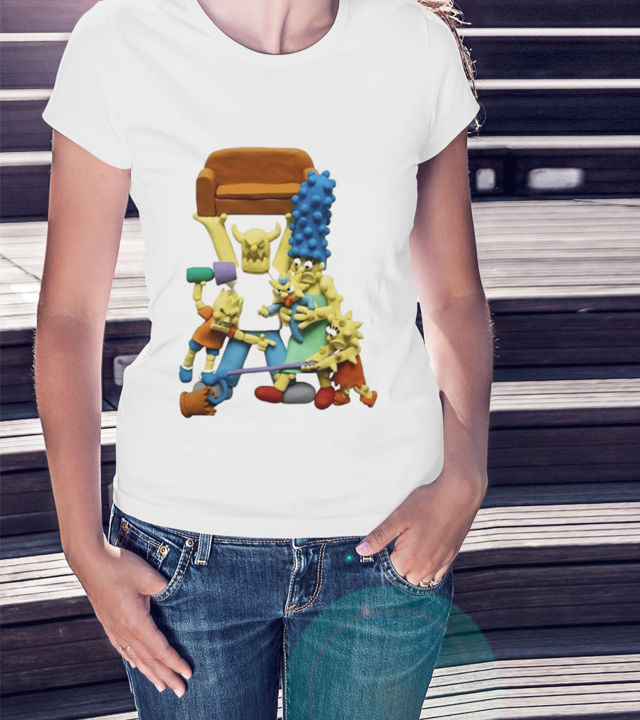 Couch Gag Sculpted Family Chaos Iconic Animation T-Shirt