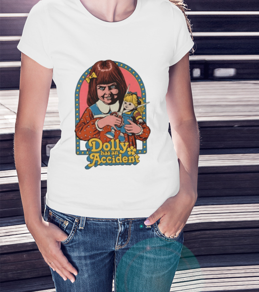 Dolly Has An Accident Creepy Doll Steven Rhodes T-Shirt
