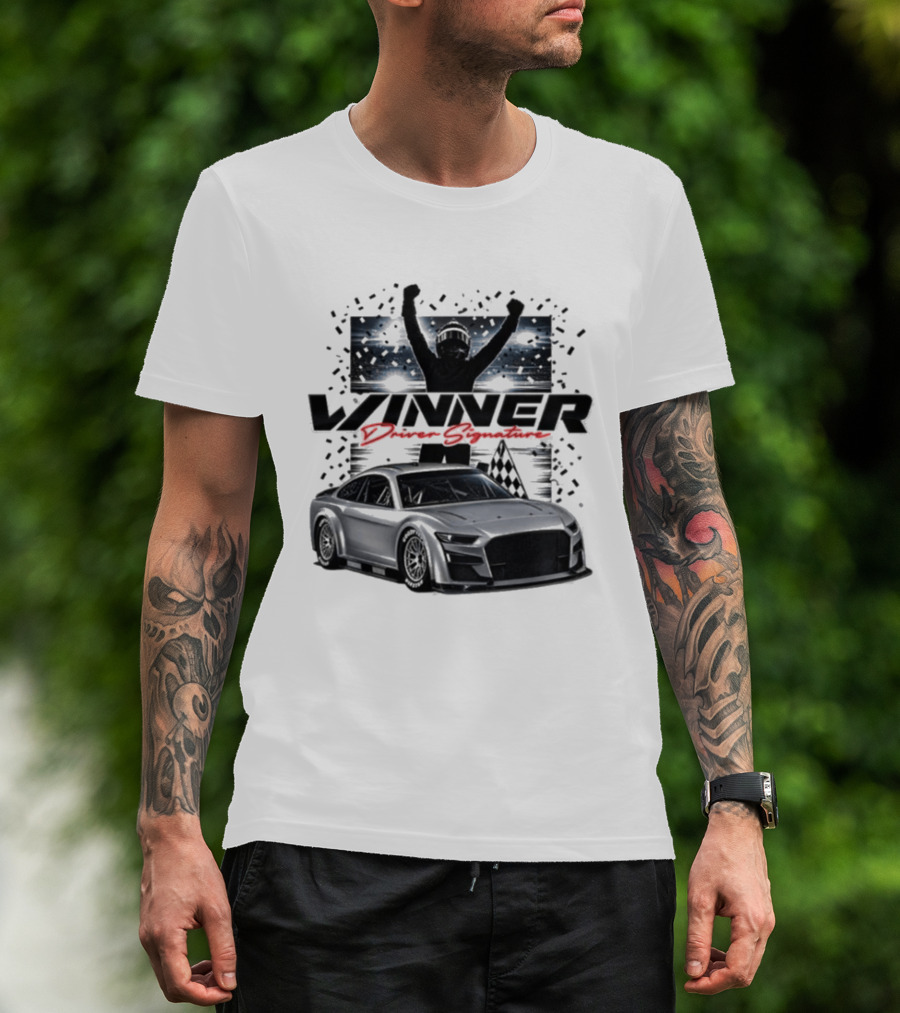 Joey Logano 2026 Winner Bass Pro Shops Night Race Victory Car And Driver Signature T-Shirt