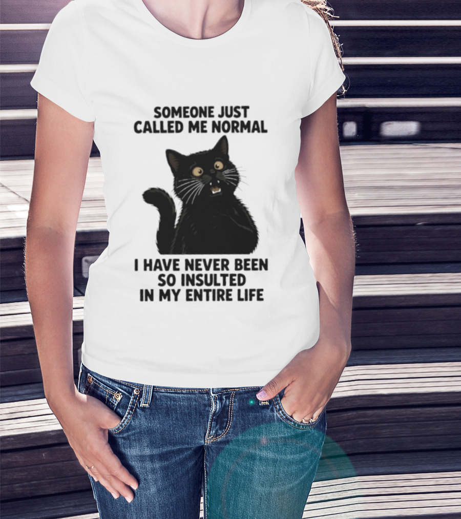 Someone Just Called Me Normal Black Cat Humor Never Been So Insulted In My Entire Life T-Shirt