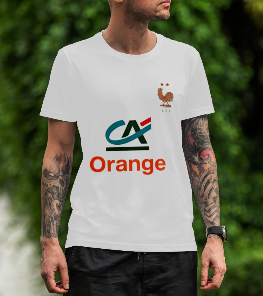 Crédit Agricole Orange Rooster Emblem With Stars And FF T-Shirt