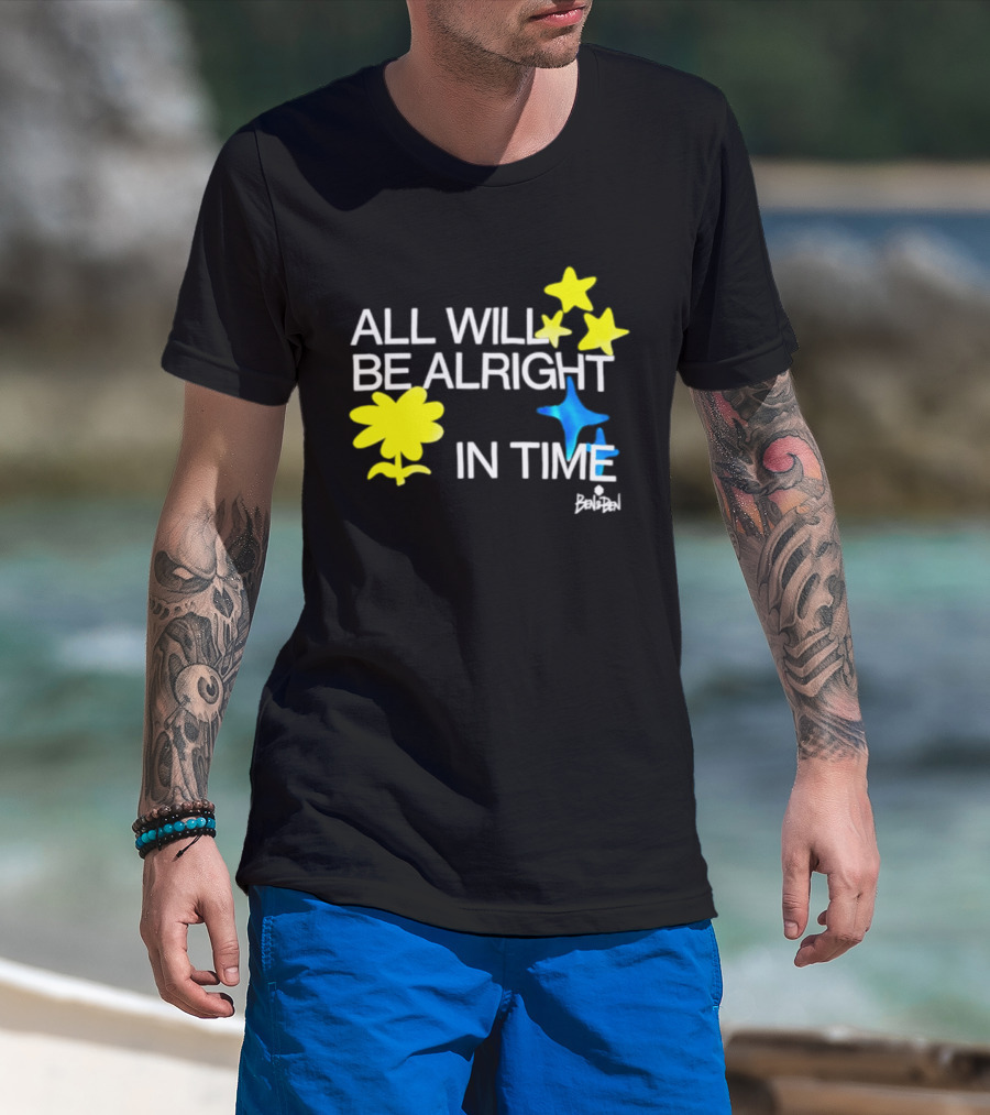 All Will Be Alright In Time OPM Star Text With Yellow Flowers And Stars T-Shirt