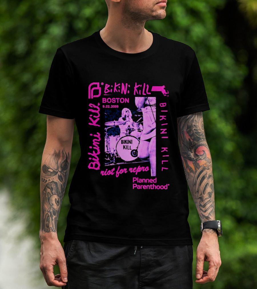Bikini Kill Boston Sept 22 2026 Planned Parenthood Benefit Riot Grrrl Concert T-Shirt
